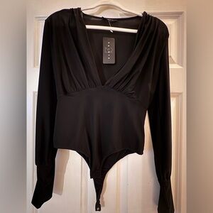 Elegant Black V-Neck Bodysuit